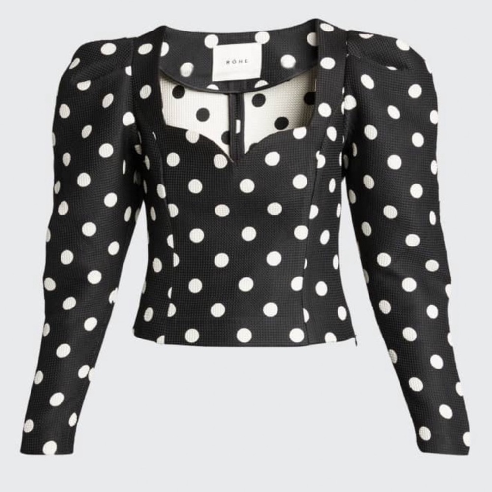 ROHE puff sleeve polka dot top